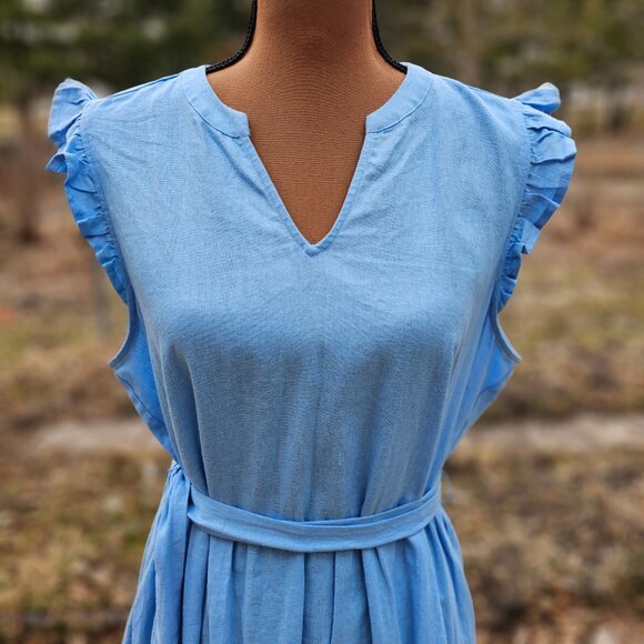 NWT Adyson Parker Blue Midi Dress Sleeveless Size Large - Picture 2 of 12